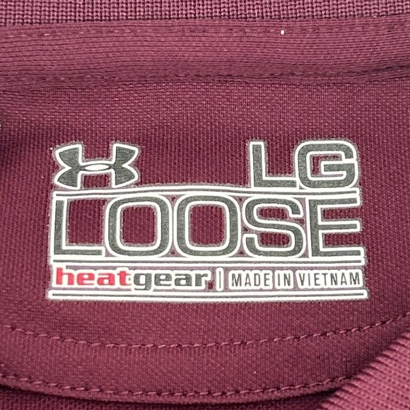 Under Armour Shirt Mens Virginia Tech Hokies L Maroon Short Sleeve Polo HeatGear - Picture 3 of 9